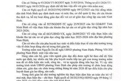 Trường MN Nguyễn Du- Kế hoạch tổ chức các hoạt động hè và dự kiến thu chi hè năm học 2025-2026